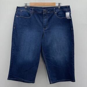 Christopher & Banks Bermuda Shorts 16" Womens 16 High‎ Waist Dark Denim A473896